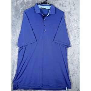Greyson Mens XL Blue Striped Short Sleeve Golf Polo Shirt Wolf Logo